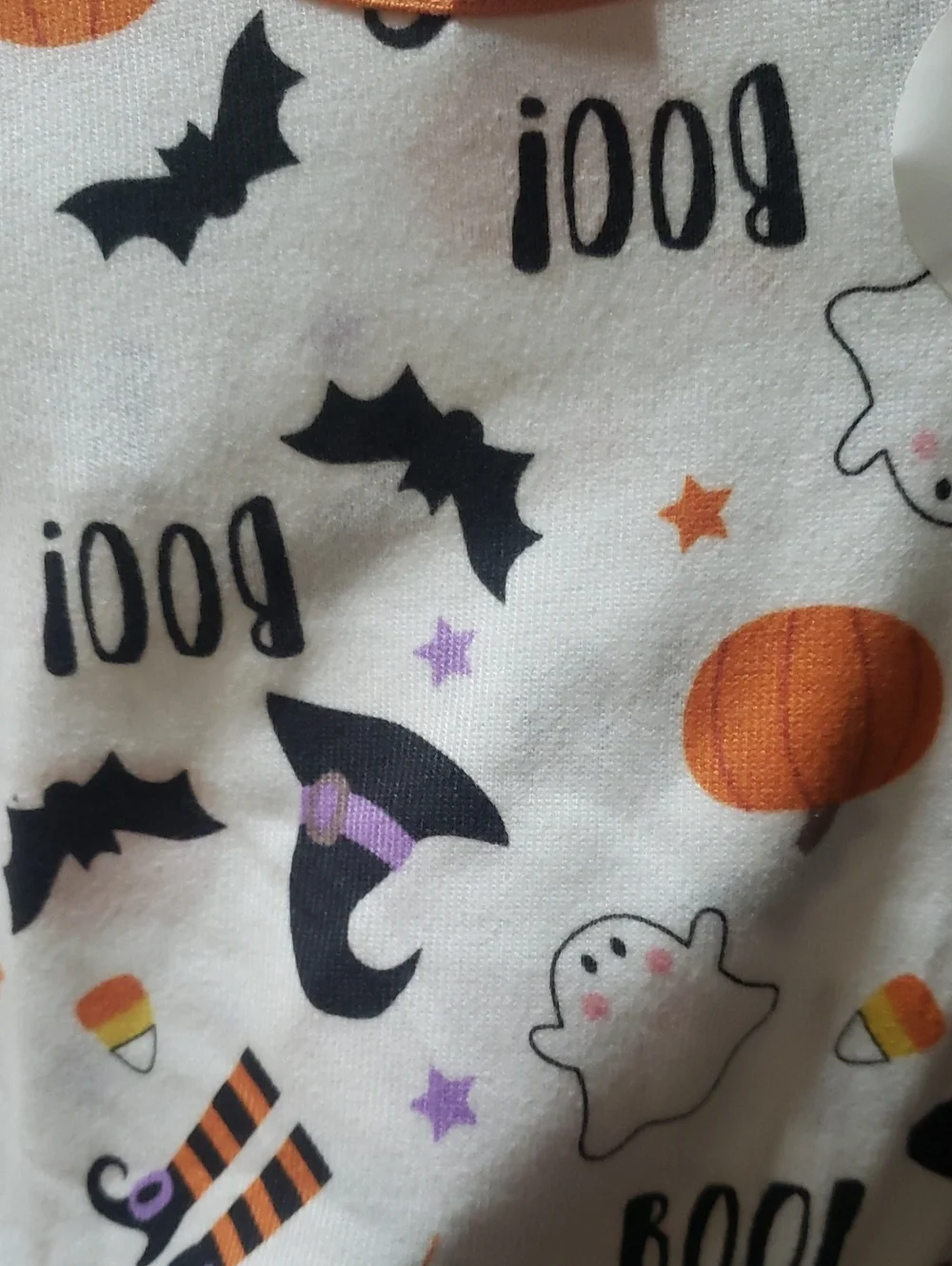 Modern Kids Halloween 3 Piece Sleepwear Ser - Ivory/Orange Ghost Print